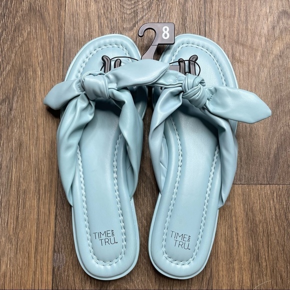 Blue Summer Tie Vegan Sandals - Picture 1 of 6